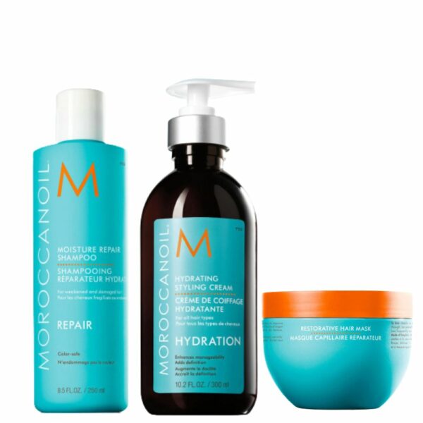 Moroccanoil Kit Moisture Repair Shampoo 250 ml + Restorative Hair Mask 250 ml + Hydrating Styling Cream 300 ml