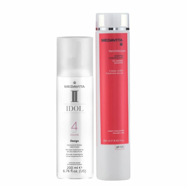 Medavita Hairchitecture Duo Volumizing Shampoo 250 ml + Idol Design Medium Strong Hair Foam 200 ml